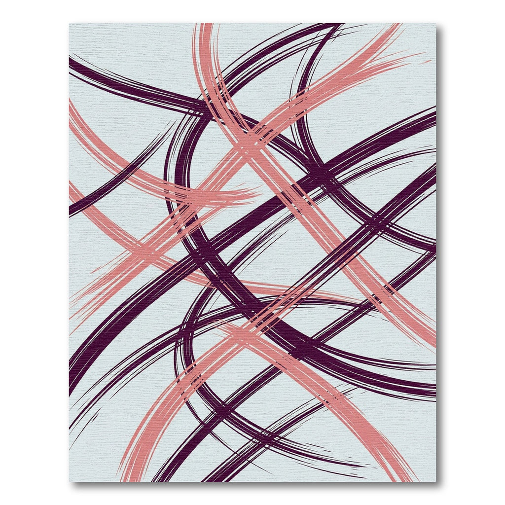 Plum Coral Abstract Paint Strokes Rug