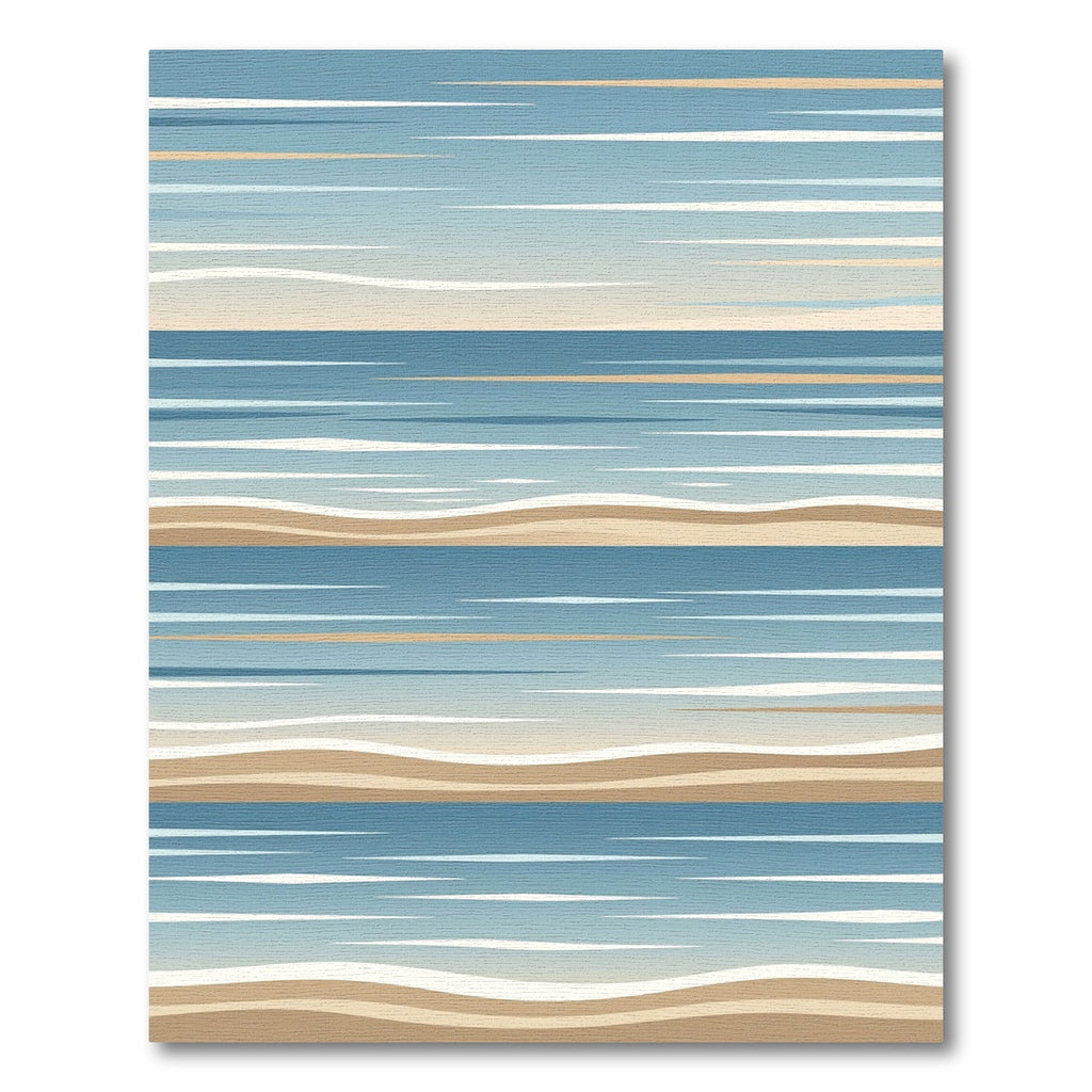 Coastal Blue Sand Layered Abstract Wave Rug