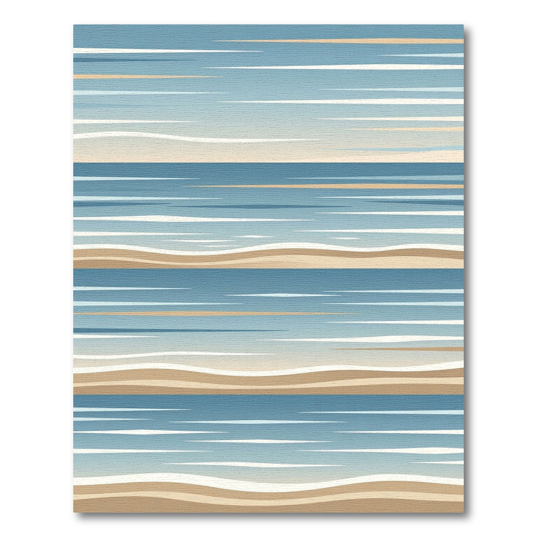 Coastal Blue Sand Layered Abstract Wave Rug
