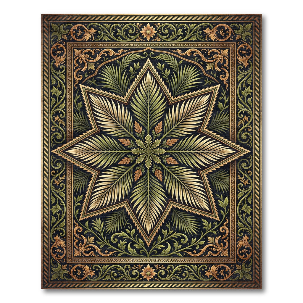 Elegant Botanical Star Fern Tapestry Rug