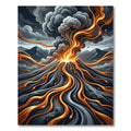Dynamic Molten Lava Eruption Abstract Art Rug