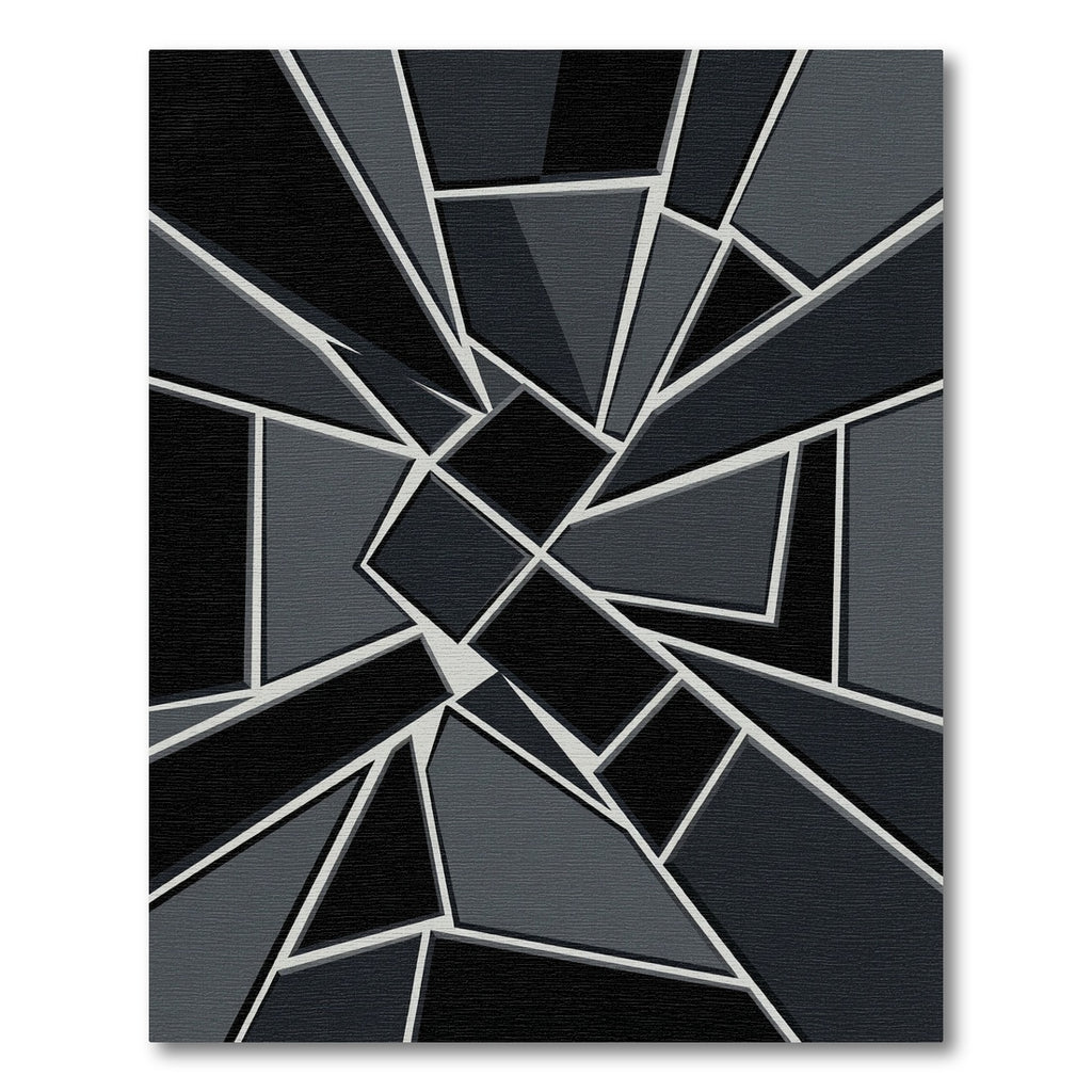 Modern Black Gray Geometric Fragment Rug