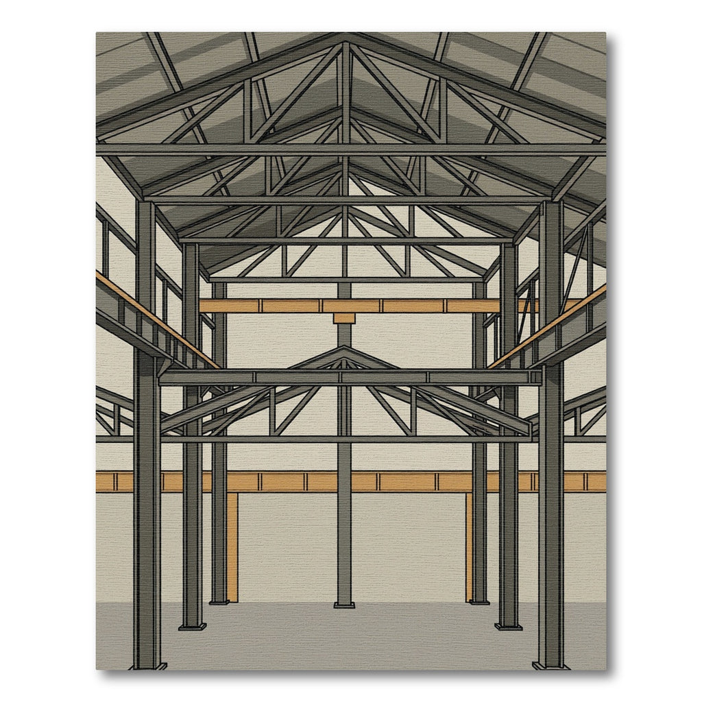 Industrial Steel Beam Truss Collage Rug