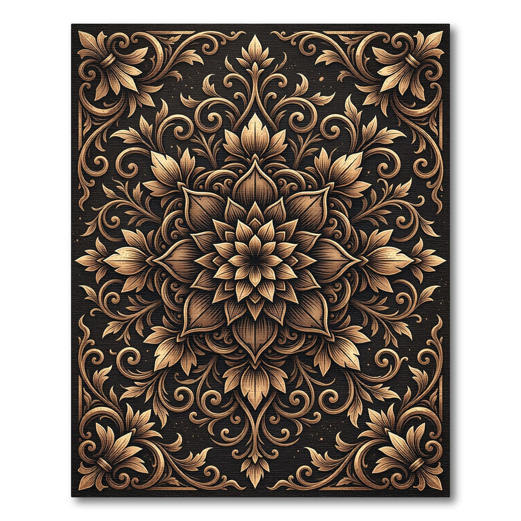 Gilded Bronze Floral Medallion Accent Rug