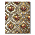 Rustic Golden Pomegranate Floral Damask Rug