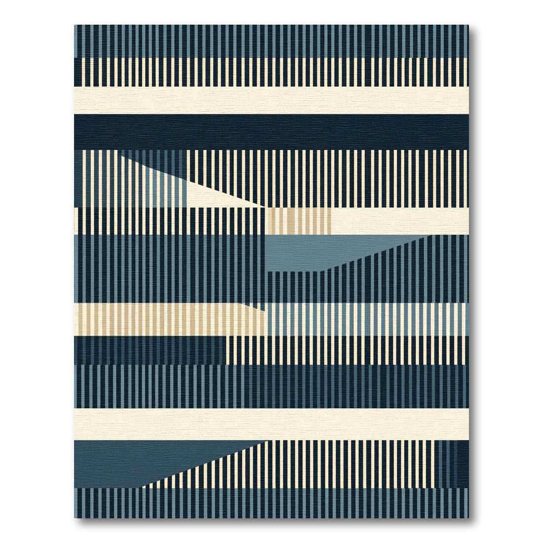Abstract Navy Blue Linear Stripe Rug