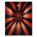 Bold Crimson Black Geometric Linear Rug