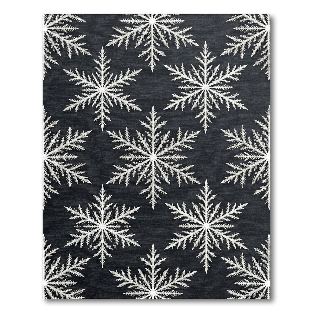 White Snowflake Dark Background Repeating Motif Rug
