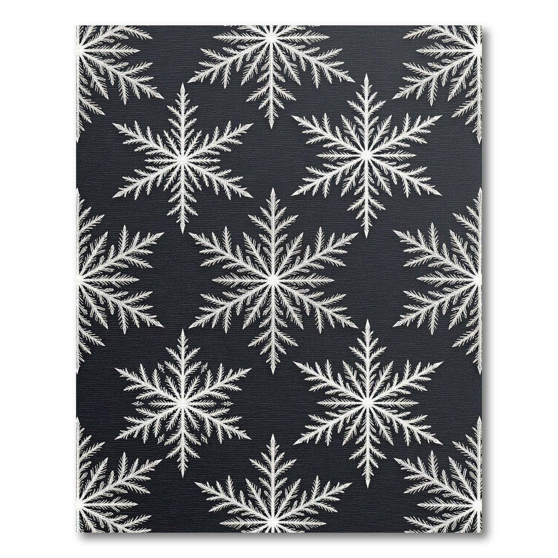 White Snowflake Dark Background Repeating Motif Rug