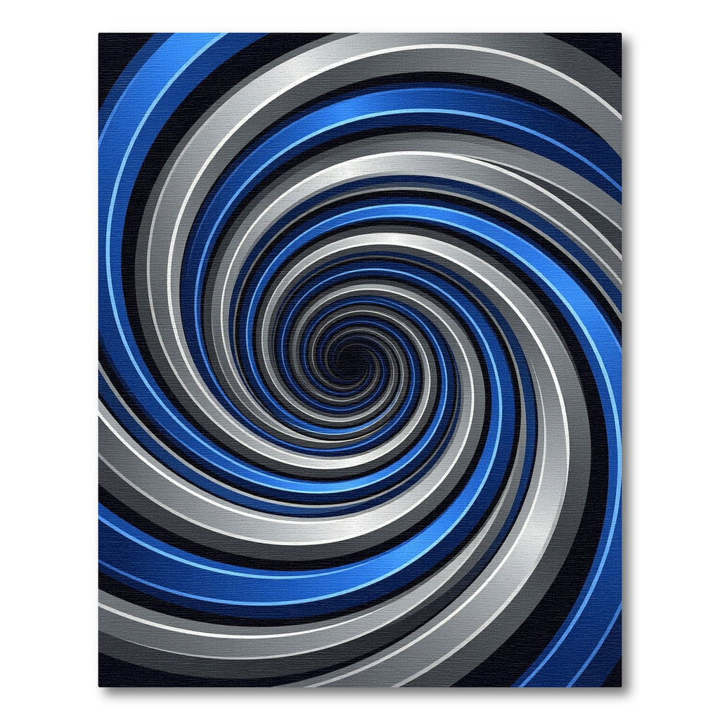 Modern Metallic Blue Silver Swirl Rug