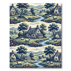 Pastoral Countryside Cottage and Sheep Landscape Rug