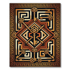 Gilded Key Meander Geometric Emblem Rug
