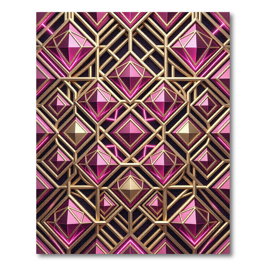 Luxury Glamour Fuchsia Geometric Prism Rug
