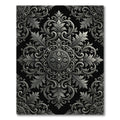 Ornate Silver Baroque Damask Medallion Rug