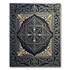 Ornate Iron Scrollwork Floral Medallion Rug