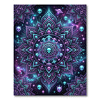 Neon Galactic Alien Mandala Medallion Rug
