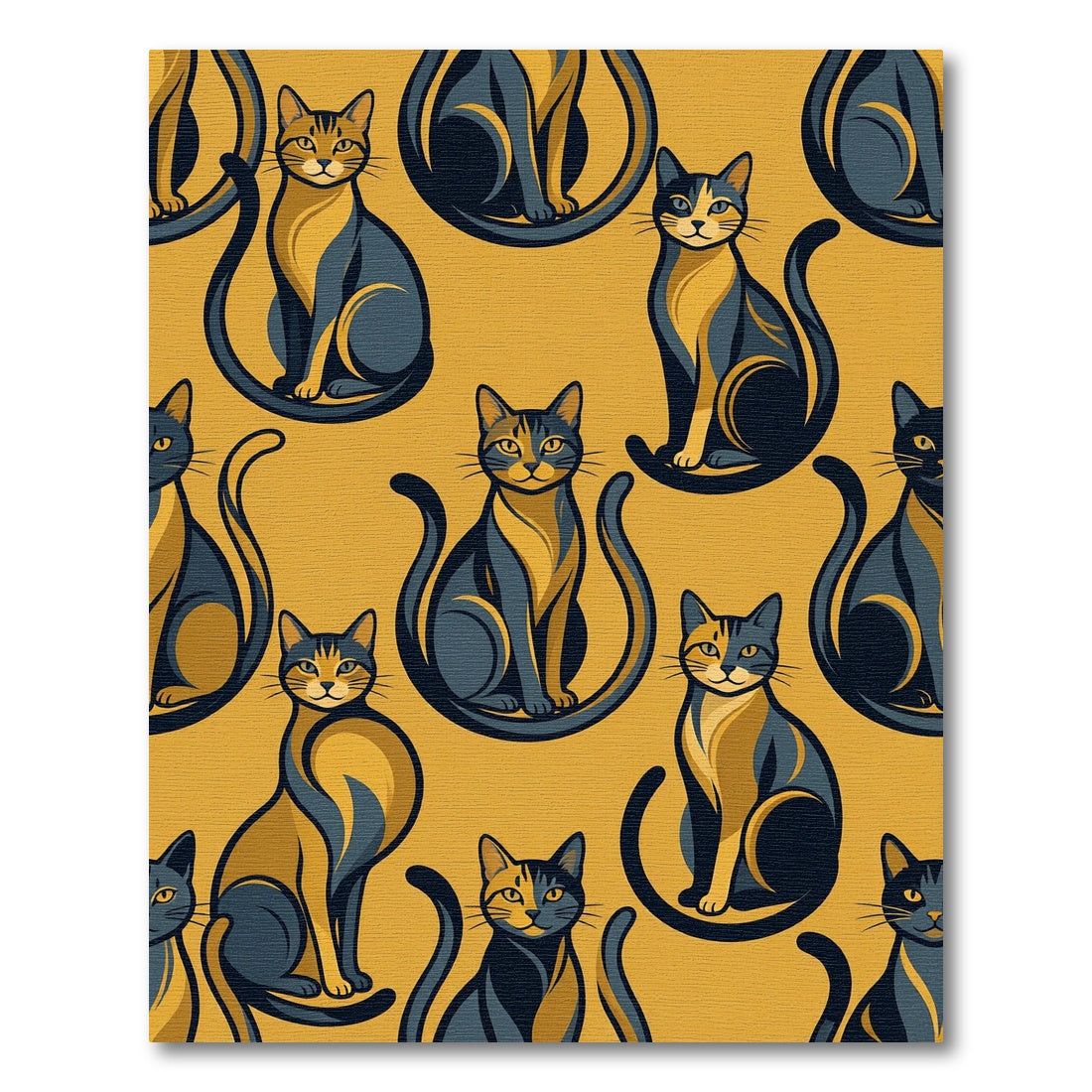 Bold Ochre Feline Symmetry Rug