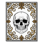 Black Gold Ornate Skull Scrollwork Rug