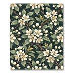 Cream Apple Blossom Deep Green Backdrop Rug