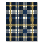 Navy Blue and Gold Plaid Tartan Rug