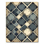 Distressed Blue Charcoal Geometric Diamond Rug