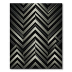 Metallic Silver Chevron Geometric Monochromatic Rug