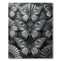 Art Deco Silver Butterfly Fan Arrangement Rug