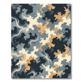 Abstract Teal Gold Swirl Ink Rug