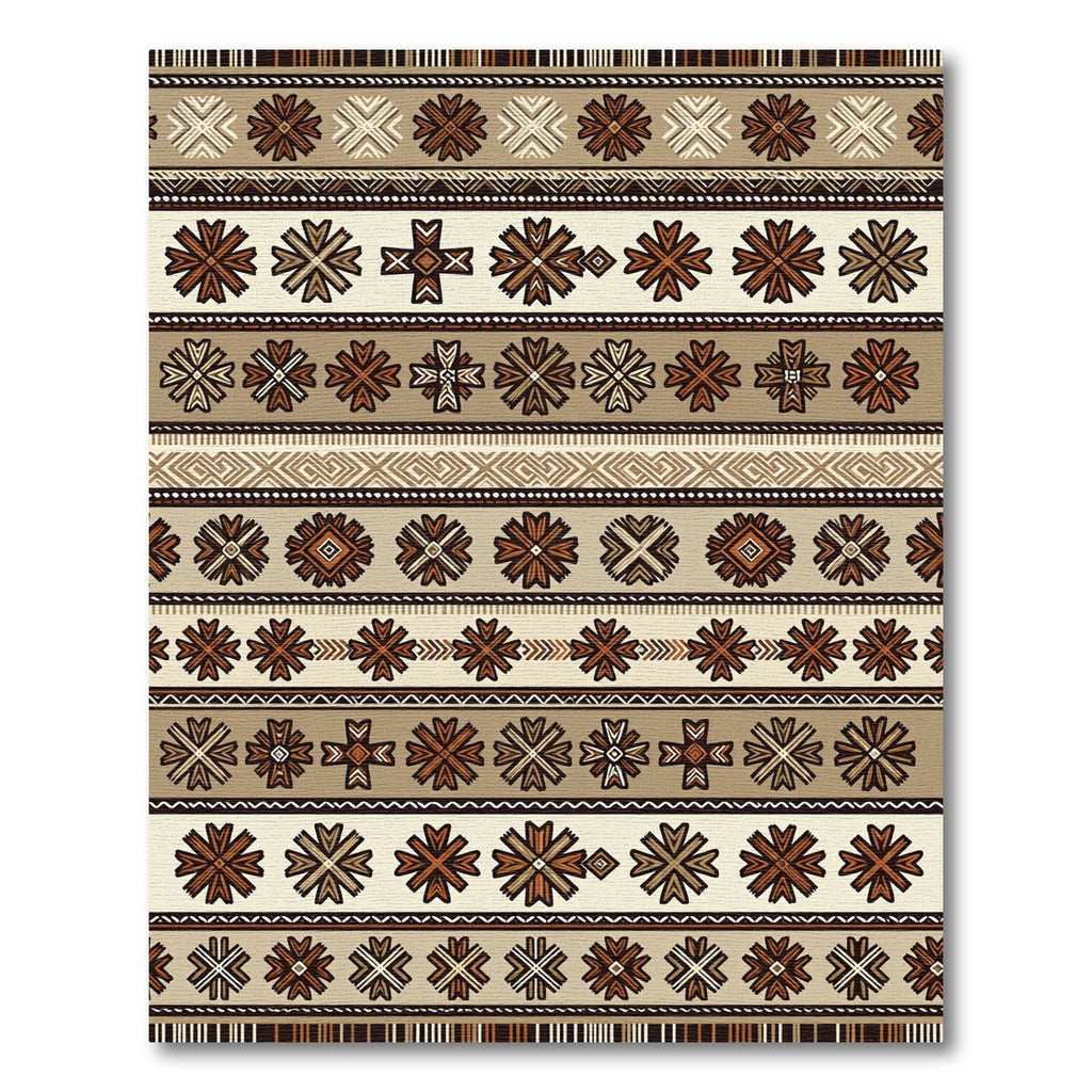 Ethnic Multi Geometric Stripe Rug