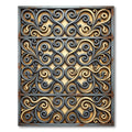 Elegant Gold Gray Scrollwork Swirl Rug