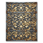 Elegant Gold Gray Scrollwork Swirl Rug