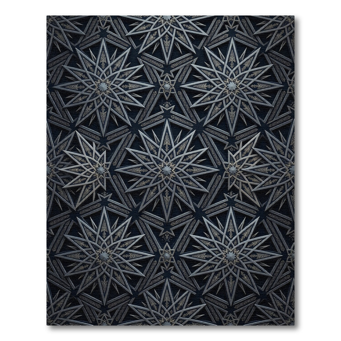 Dark Gray Starburst Geometric Relief Rug