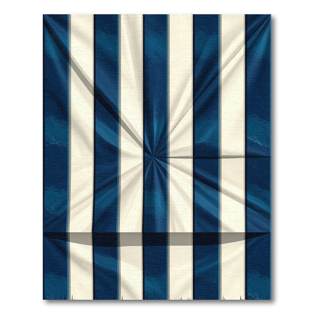 Navy and Cream Sunburst Striped Rug