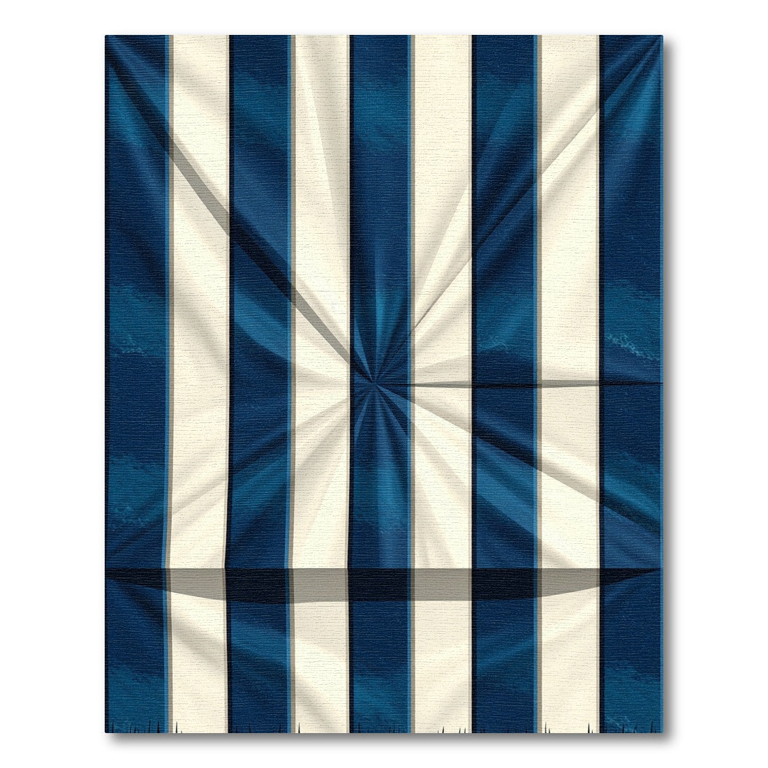 Navy and Cream Sunburst Striped Rug