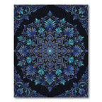 Radiant Azure Filigree Floral Medallion Rug