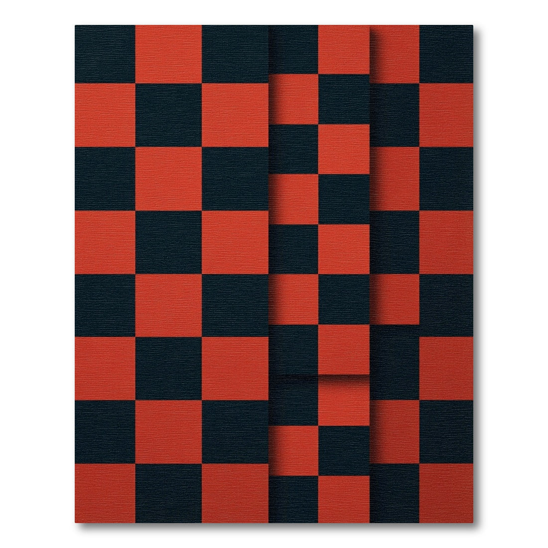 Modern Red and Charcoal Geometric Checkerboard Rug
