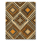 Geometric Amber Ochre Diamond Lattice Rug