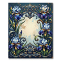 Ornate Blue Iris Scroll Frame Rug