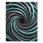 Modern Teal and Silver Swirl Spiral Rug