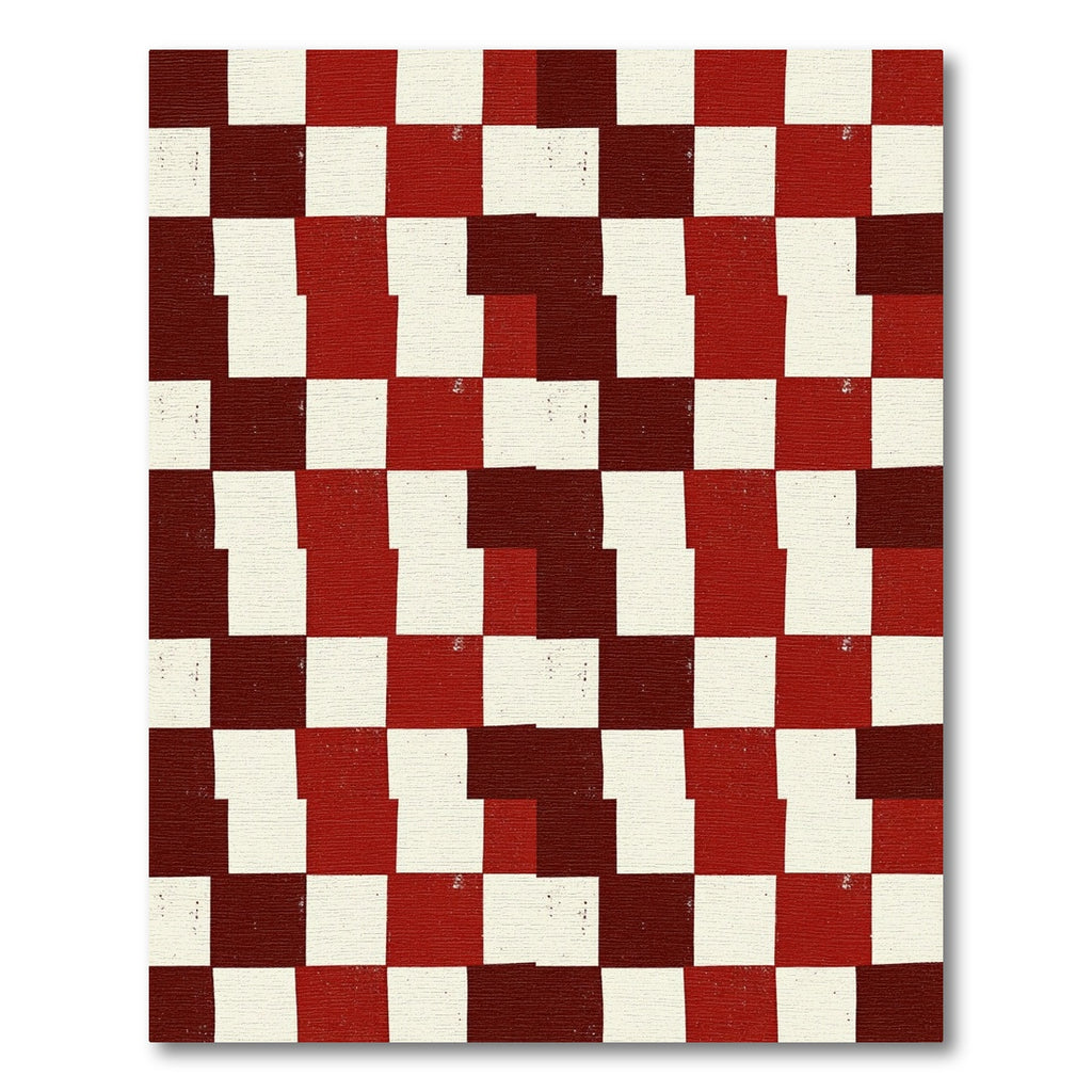 Rustic Red Crimson Checkered Rug