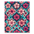 Vibrant Pink Hibiscus Ikat Rug