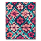 Vibrant Pink Hibiscus Ikat Rug