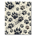 Minimalist Black Bear Paw Footprint Rug