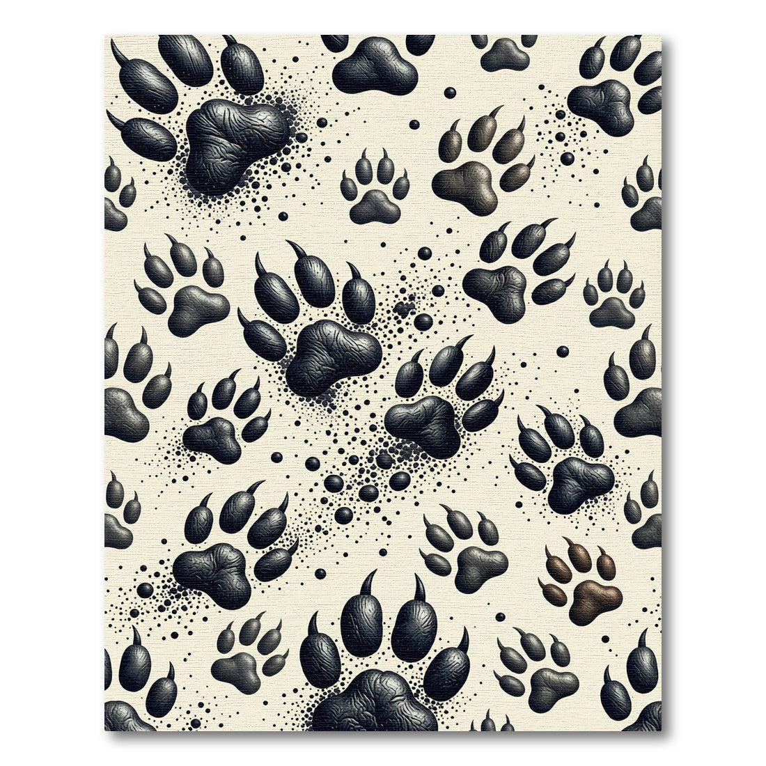 Minimalist Black Bear Paw Footprint Rug