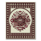 Deep Crimson Lotus Chrysanthemum Medallion Rug