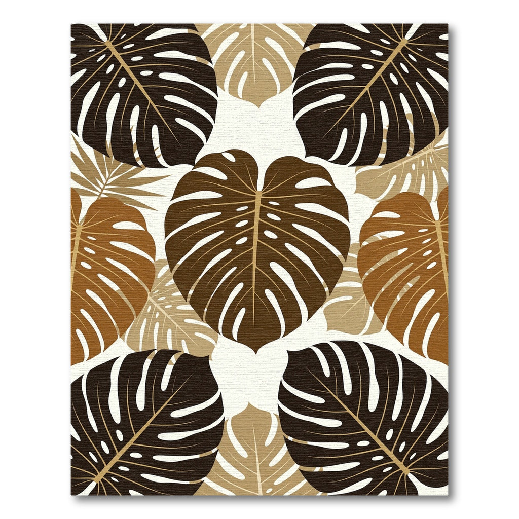 Tropical Monstera Leaf Earthy Tone Rug