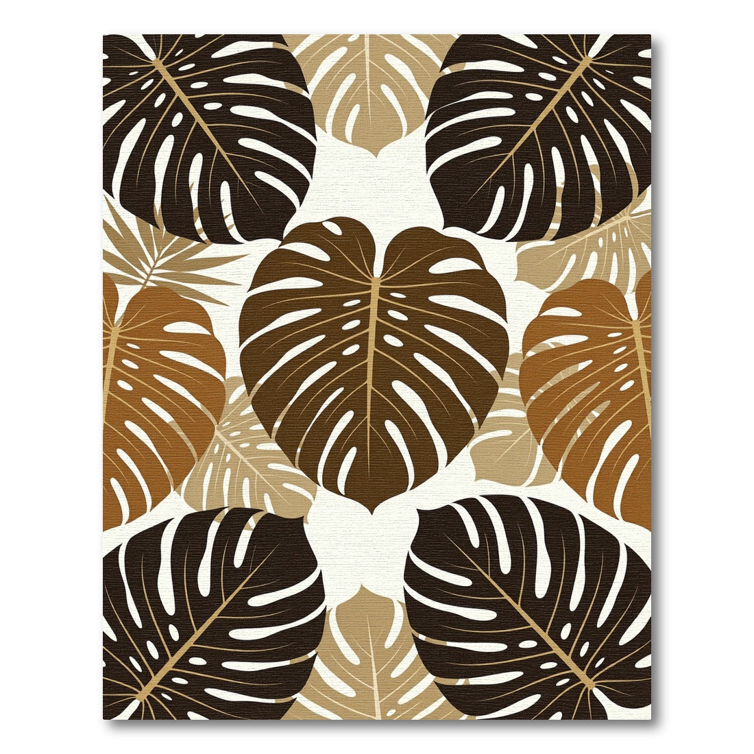 Tropical Monstera Leaf Earthy Tone Rug