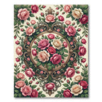Romantic Pink Rose Filigree Medallion Rug