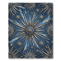 Celestial Silver Starburst Navy Area Rug