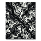 Monochrome Abstract Fluid Ink Swirl Rug